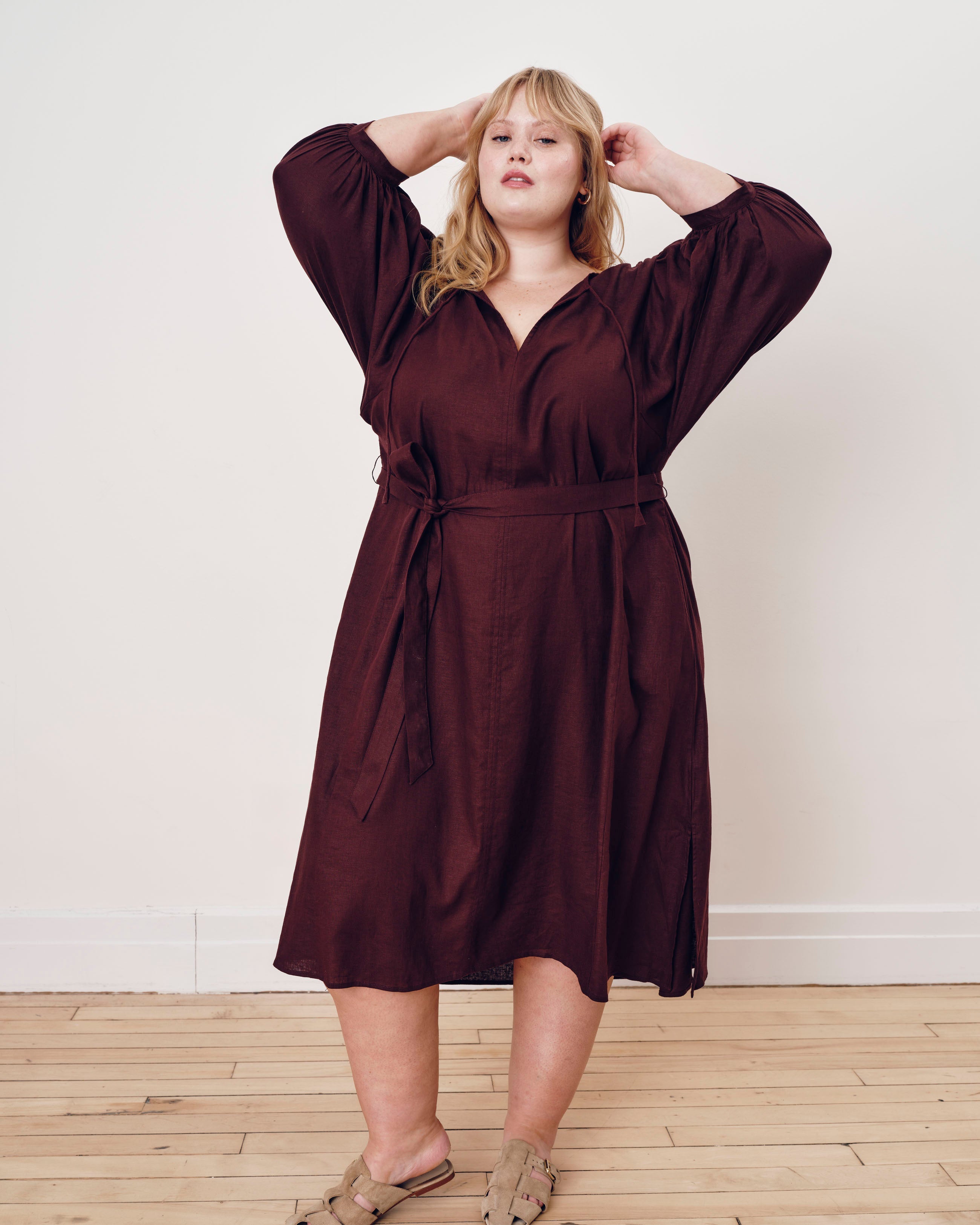 Amparo Linen Blend Dress - Brulee