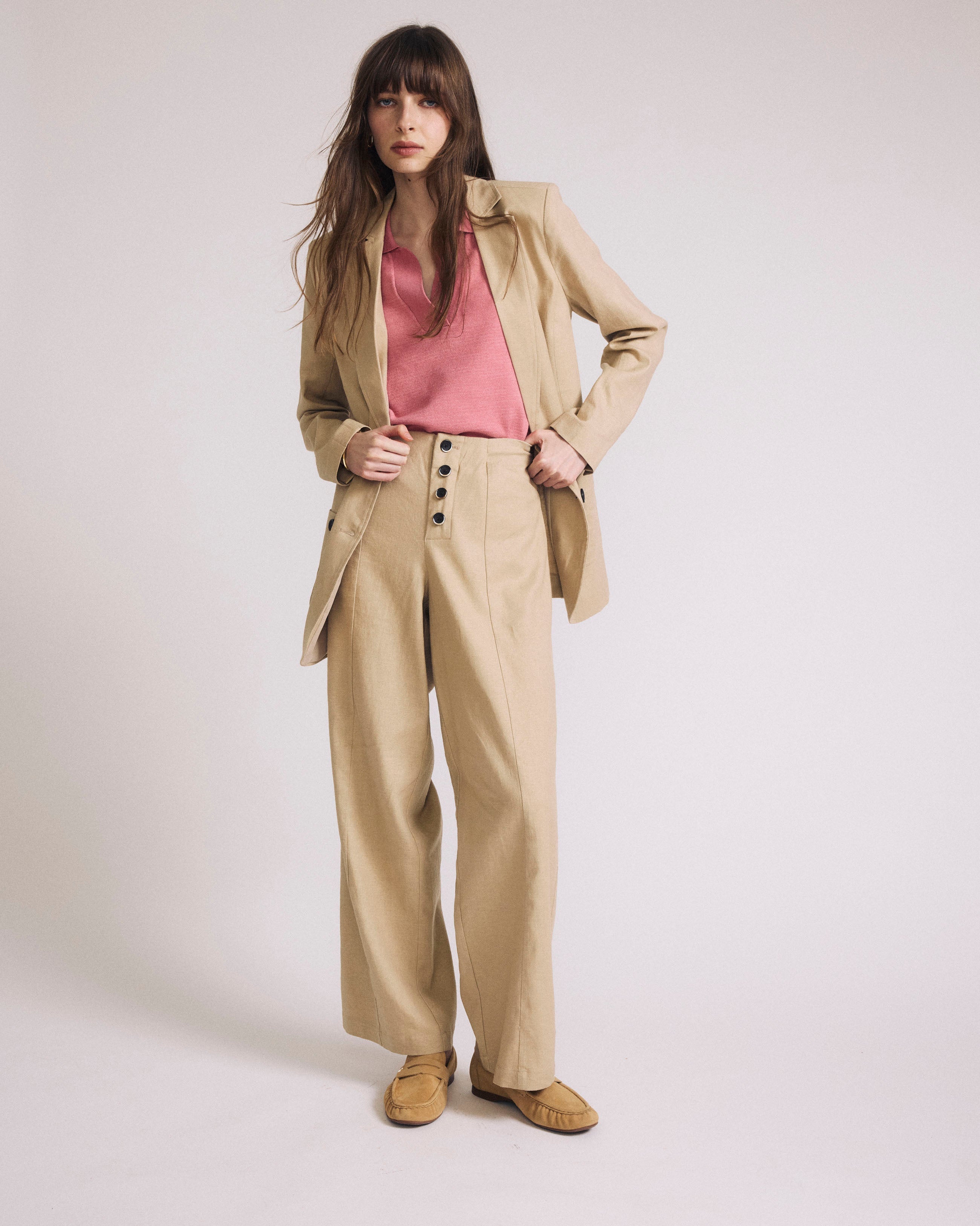 Coastal Linen Blend Blazer - Danish Coffee