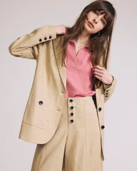 Coastal Linen Blend Blazer - Danish Coffee
