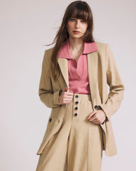 Coastal Linen Blend Blazer - Danish Coffee