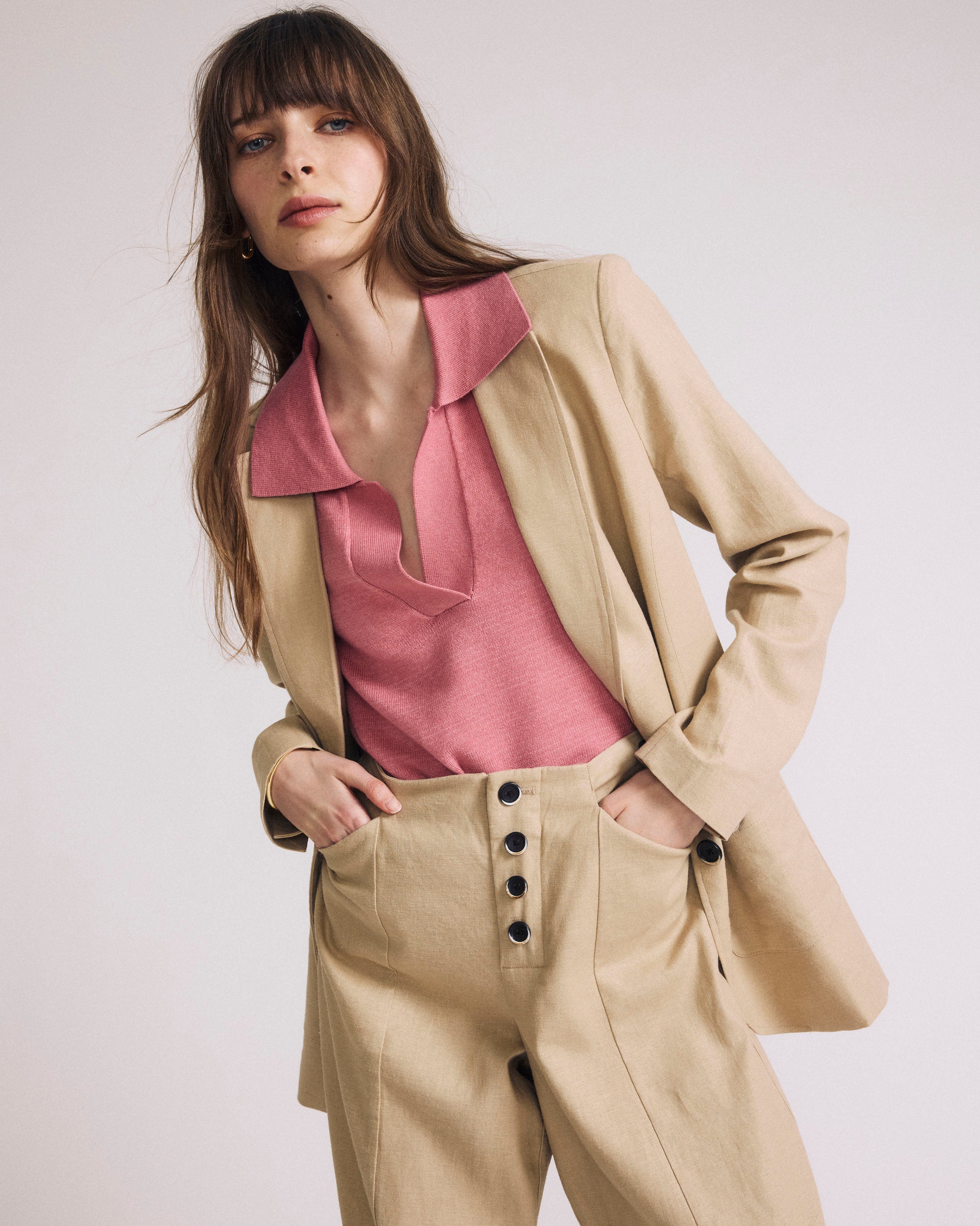 Coastal Linen Blend Blazer - Danish Coffee