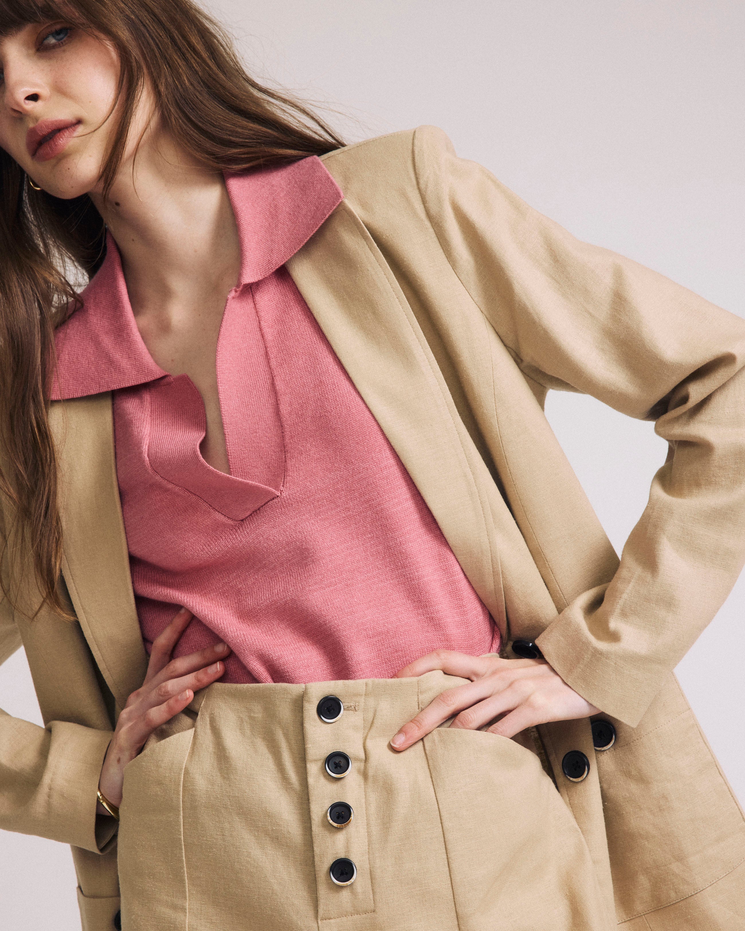Coastal Linen Blend Blazer - Danish Coffee