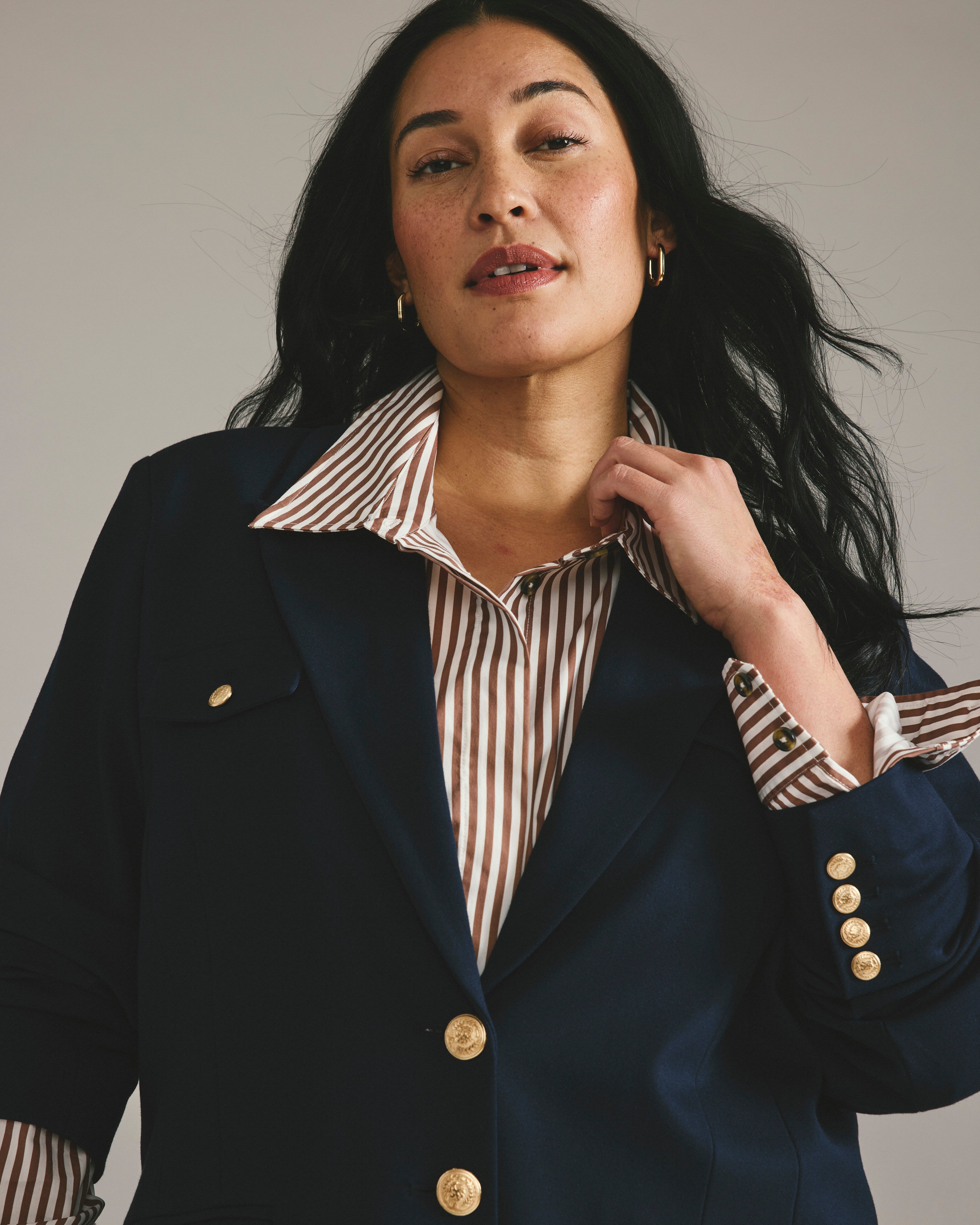 4 Pocket Ponte Blazer - Navy with Gold Buttons