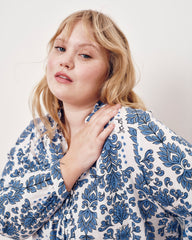 Avalon Linen Blend Blouse - Rococo Beach Print