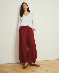 Cosma Barrel Leg Linen Blend Pants - Vibrant Red