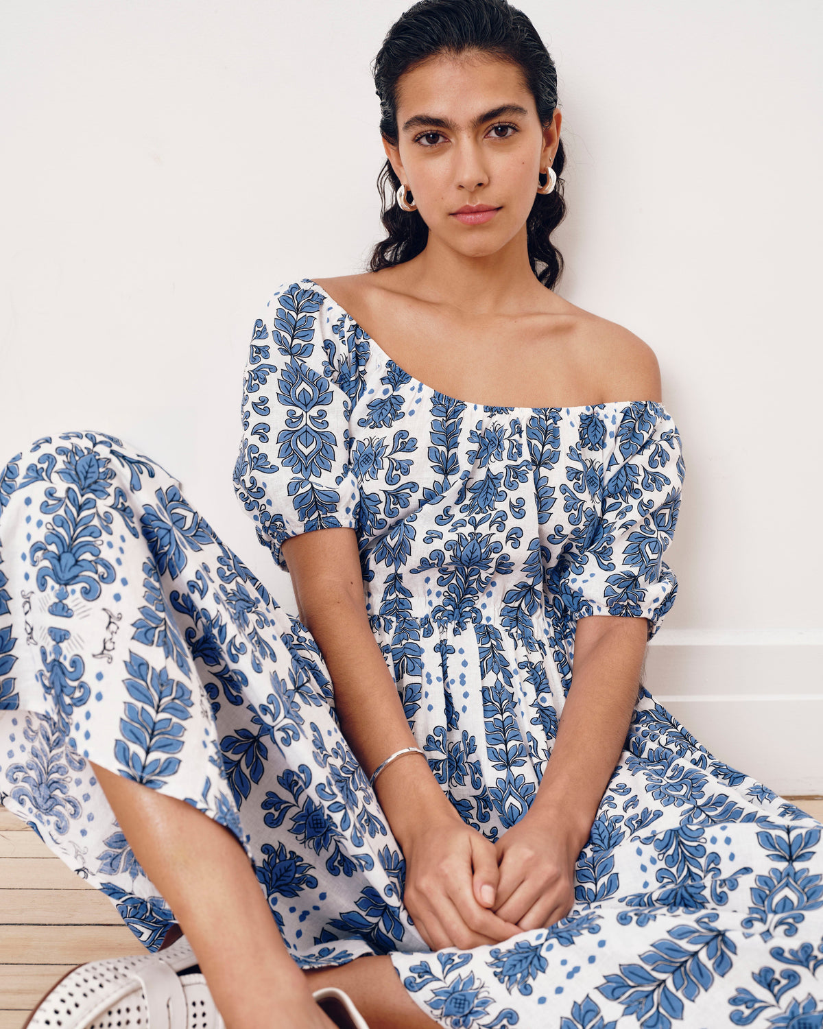 Andrea Linen Blend Dress - Rococo Beach Print
