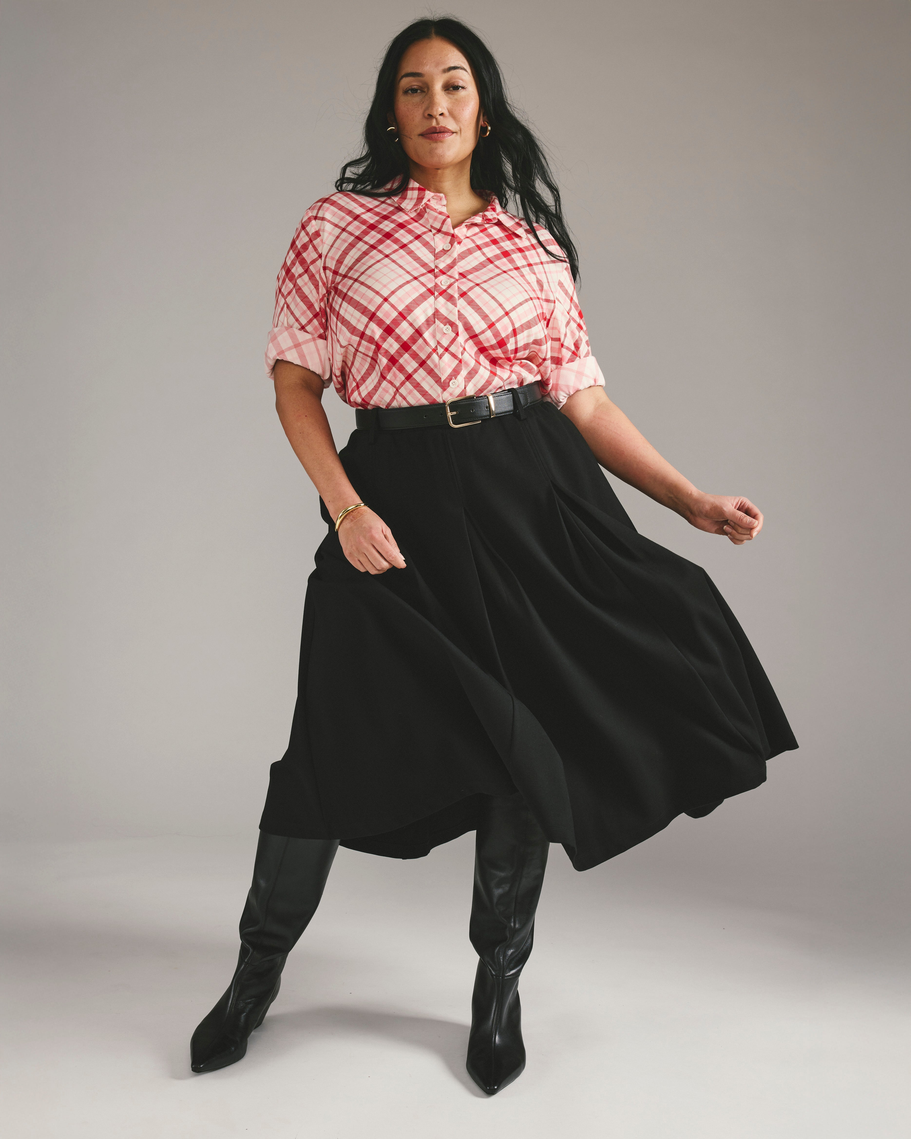 Aleya Pleated Ponte Skirt - Black