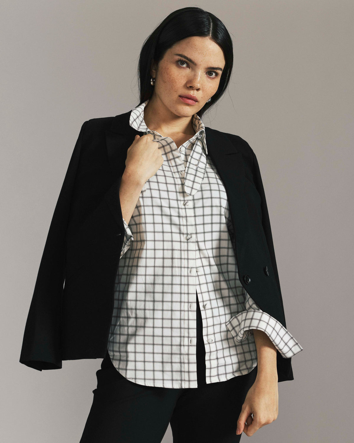 Bianca Double Breasted Ponte Blazer - Black