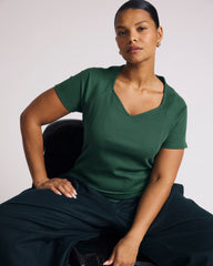Carey Ribbed Sweetheart Tee - Green Park