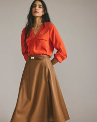 Charlotte Faux Leather Skirt - Classic Camel