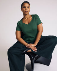 Carey Ribbed Sweetheart Tee - Green Park