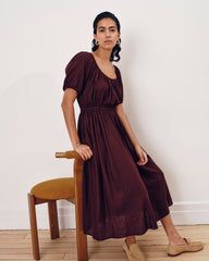 Andrea Linen Blend Dress - Brulee