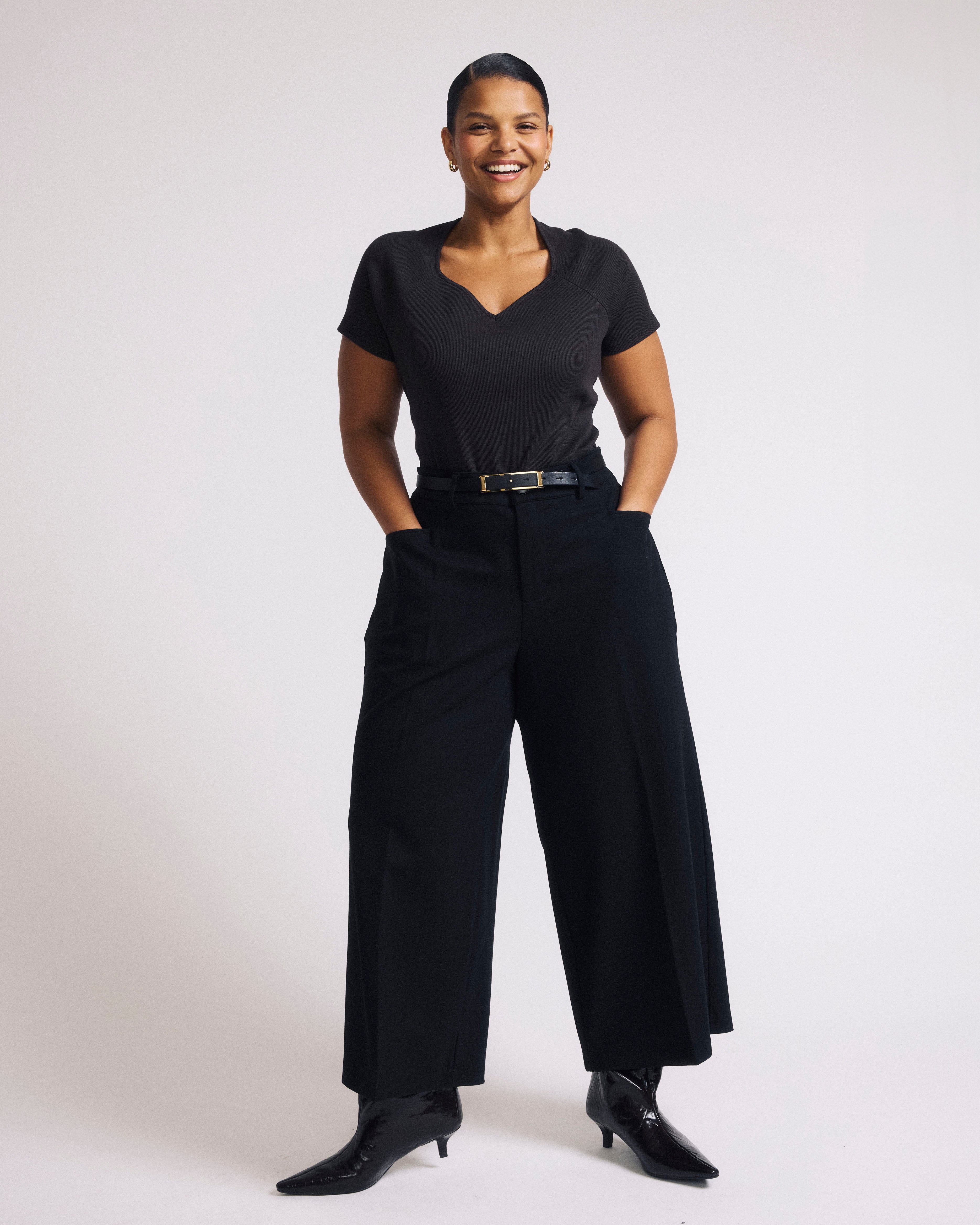 Carey Ribbed Sweetheart Tee - Espresso