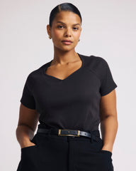 Carey Ribbed Sweetheart Tee - Espresso