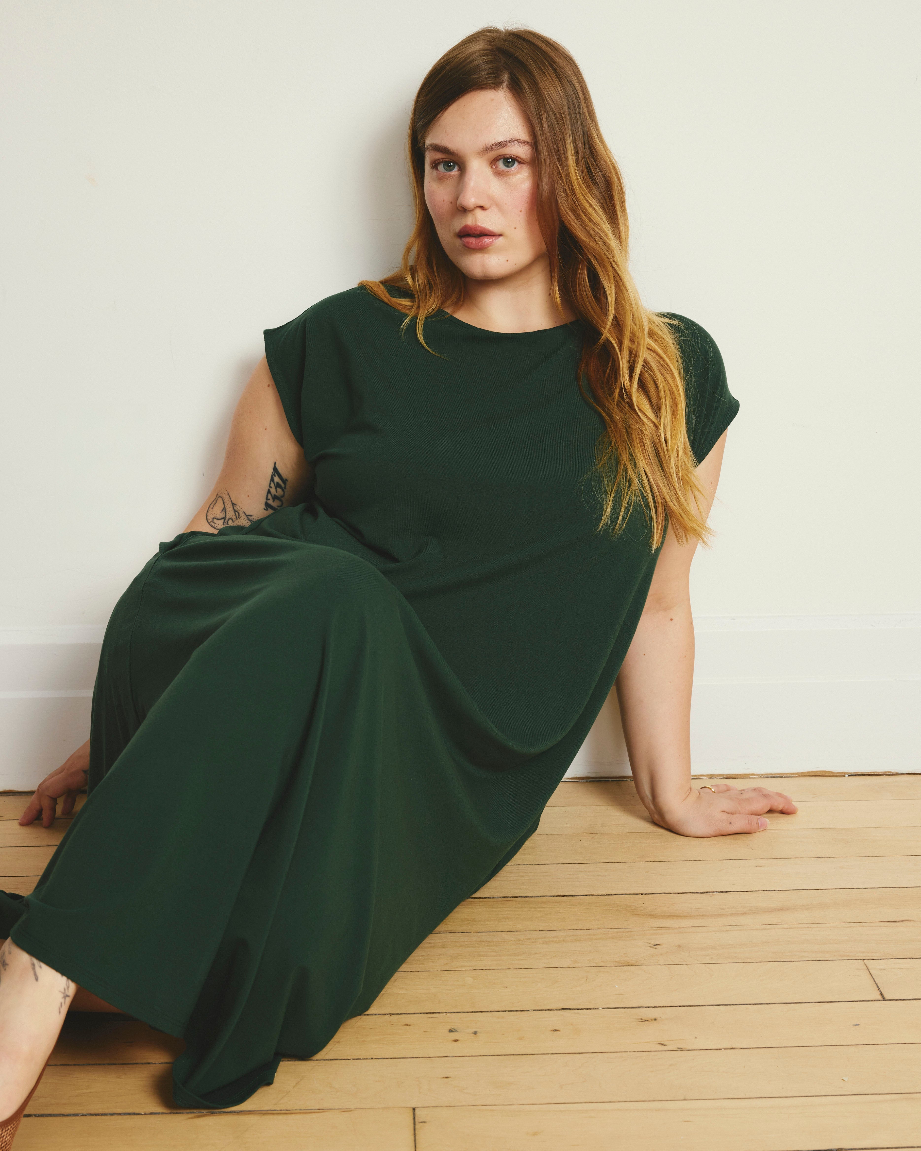 Capri Divine Jersey Flared Dress - Conifer