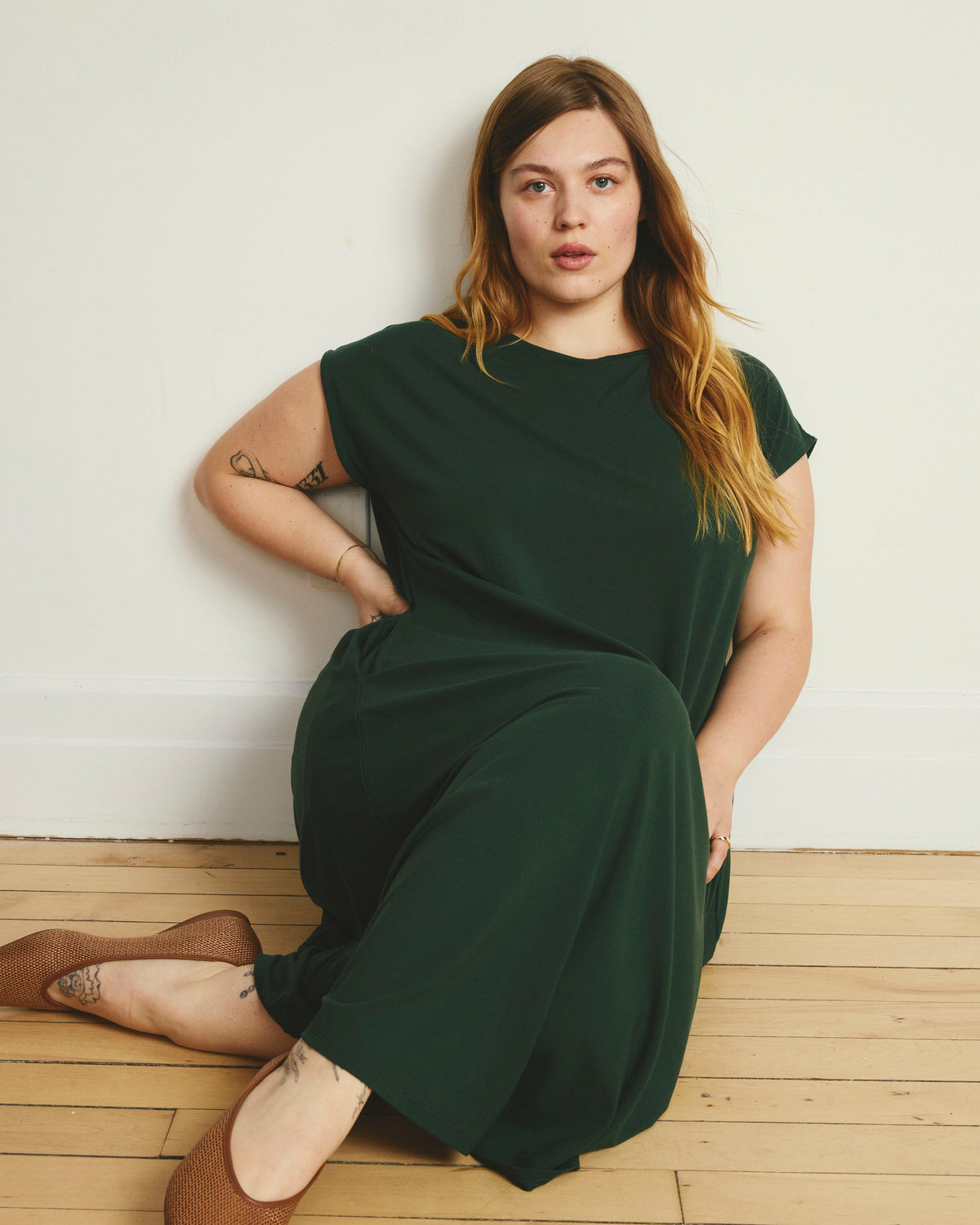 Capri Divine Jersey Flared Dress - Conifer