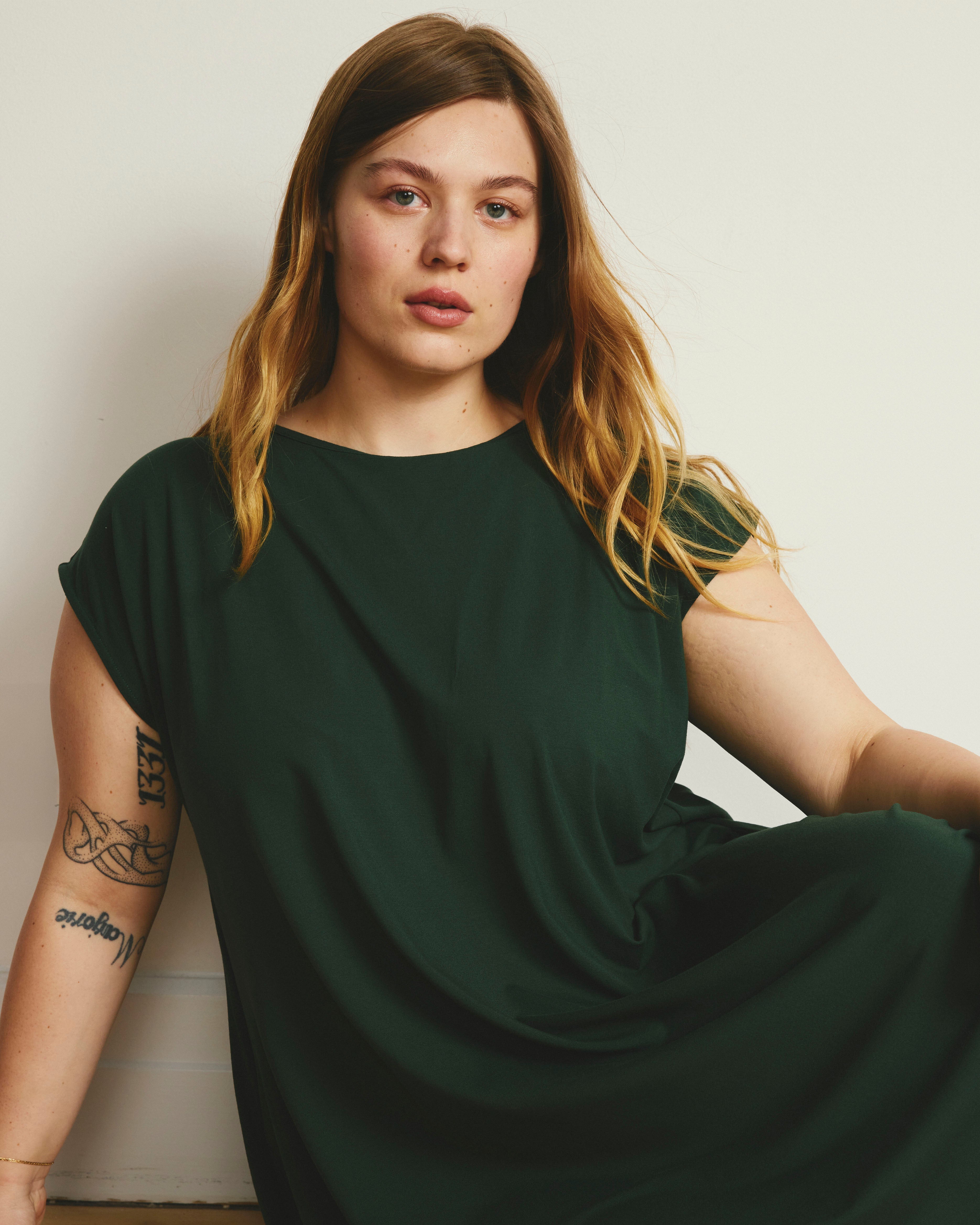 Capri Divine Jersey Flared Dress - Conifer