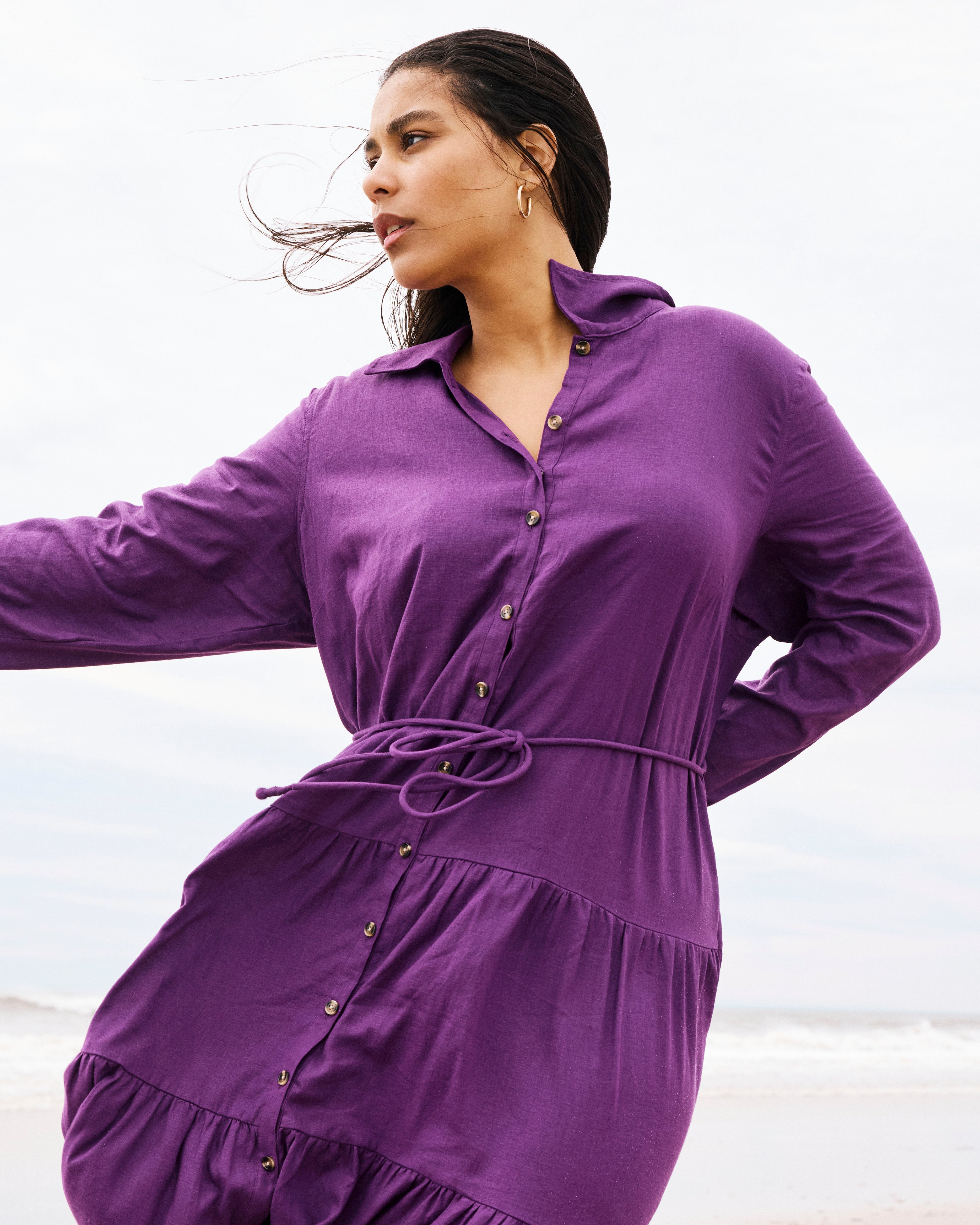 Alix Linen Blend Shirtdress - Dreamy Purple