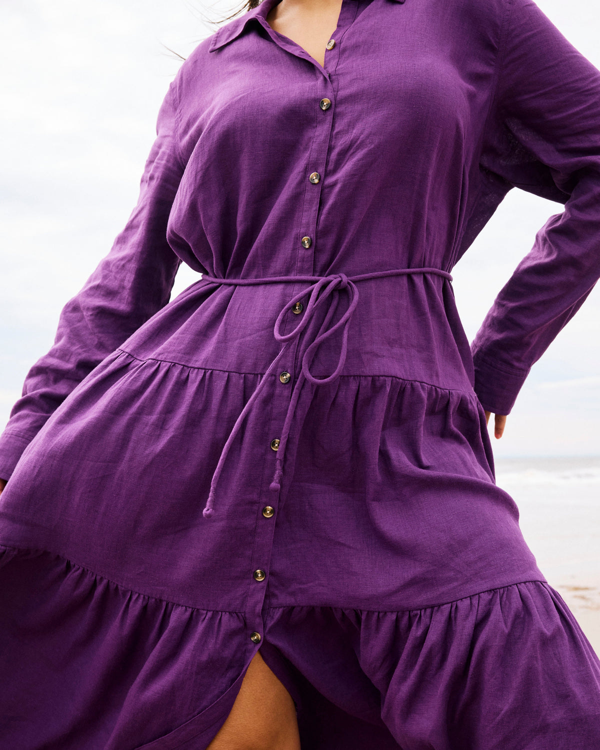 Alix Linen Blend Shirtdress - Dreamy Purple