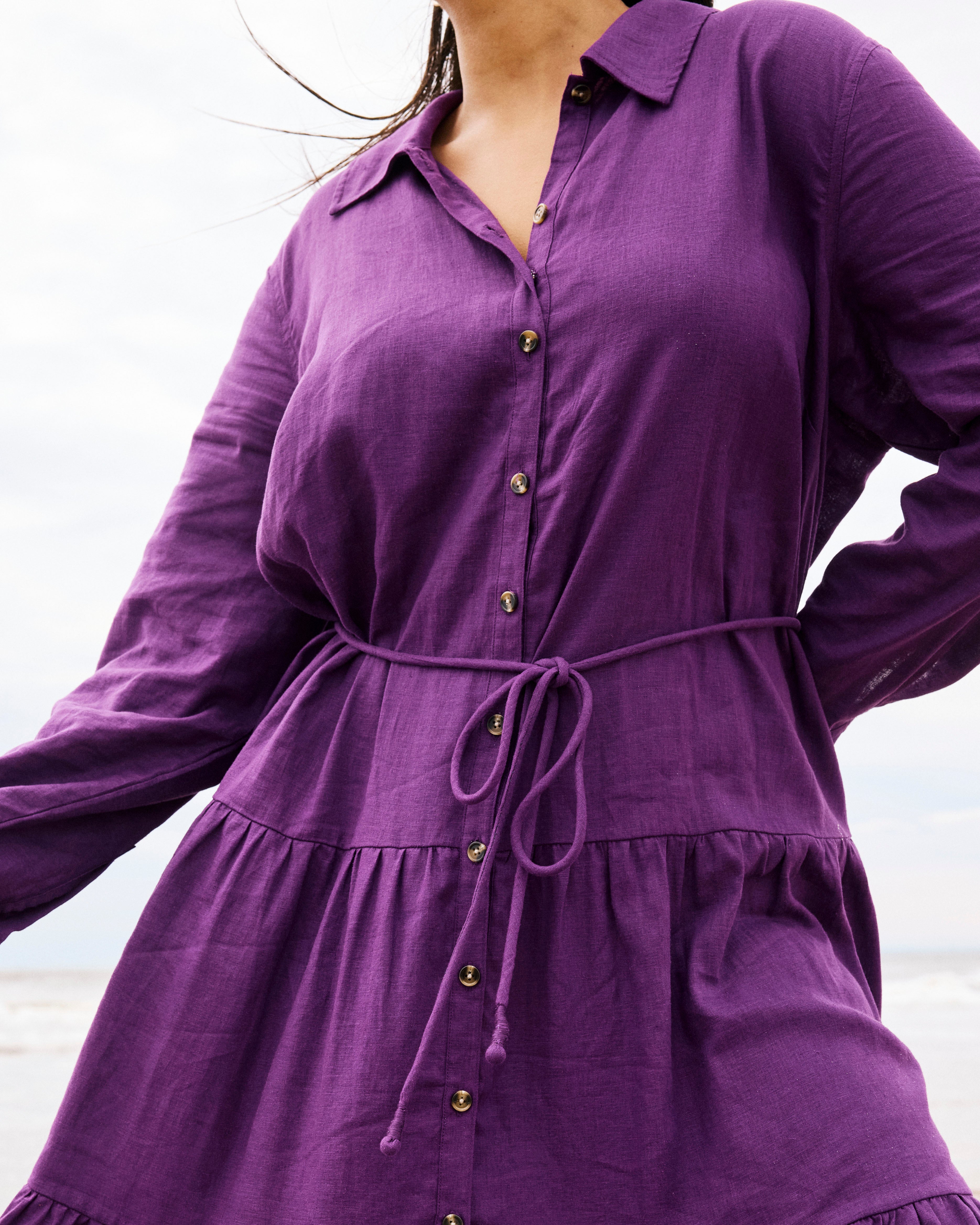 Alix Linen Blend Shirtdress - Dreamy Purple