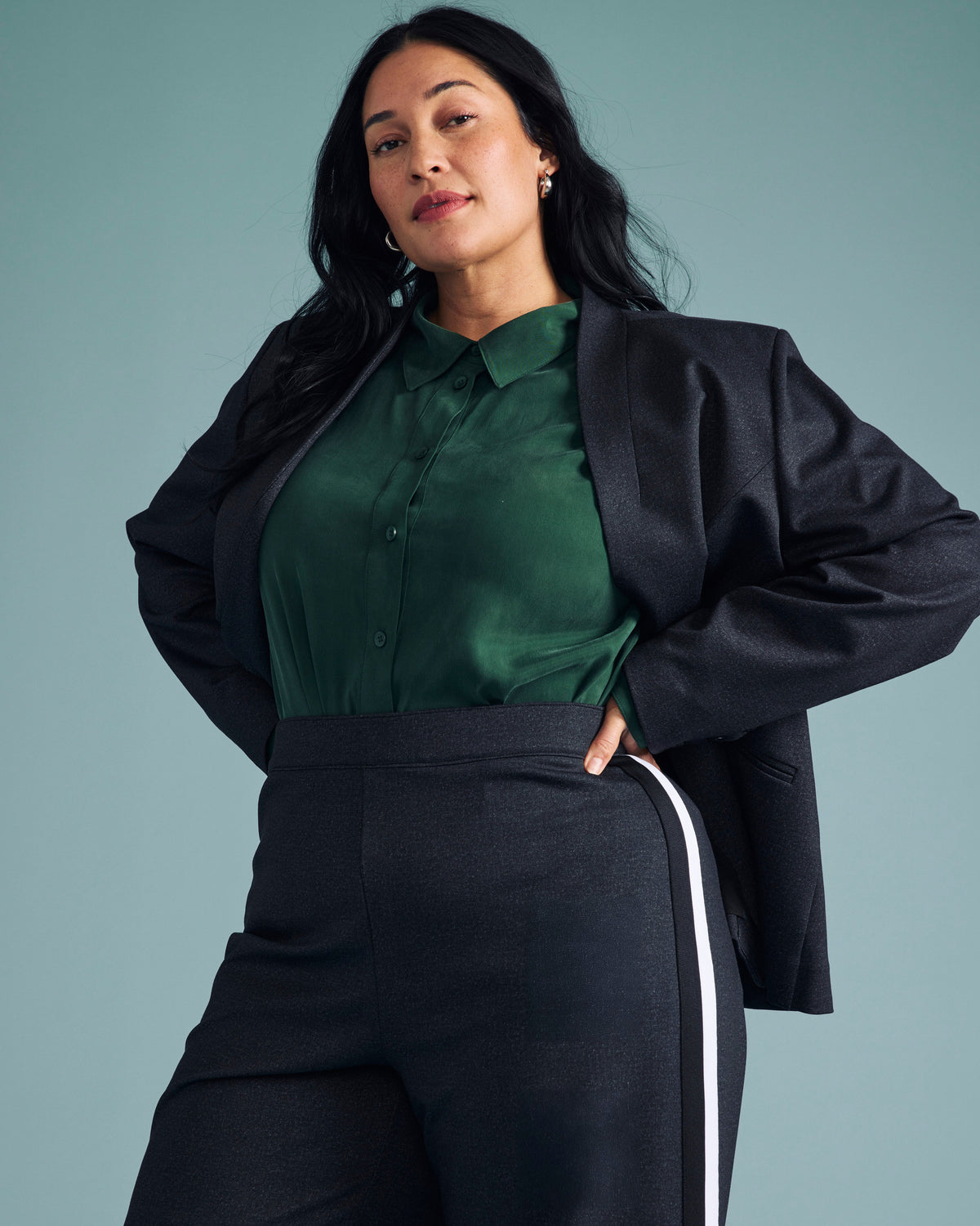 Cooling Stretch Cupro Oversized Artist Shirt - Forest Green