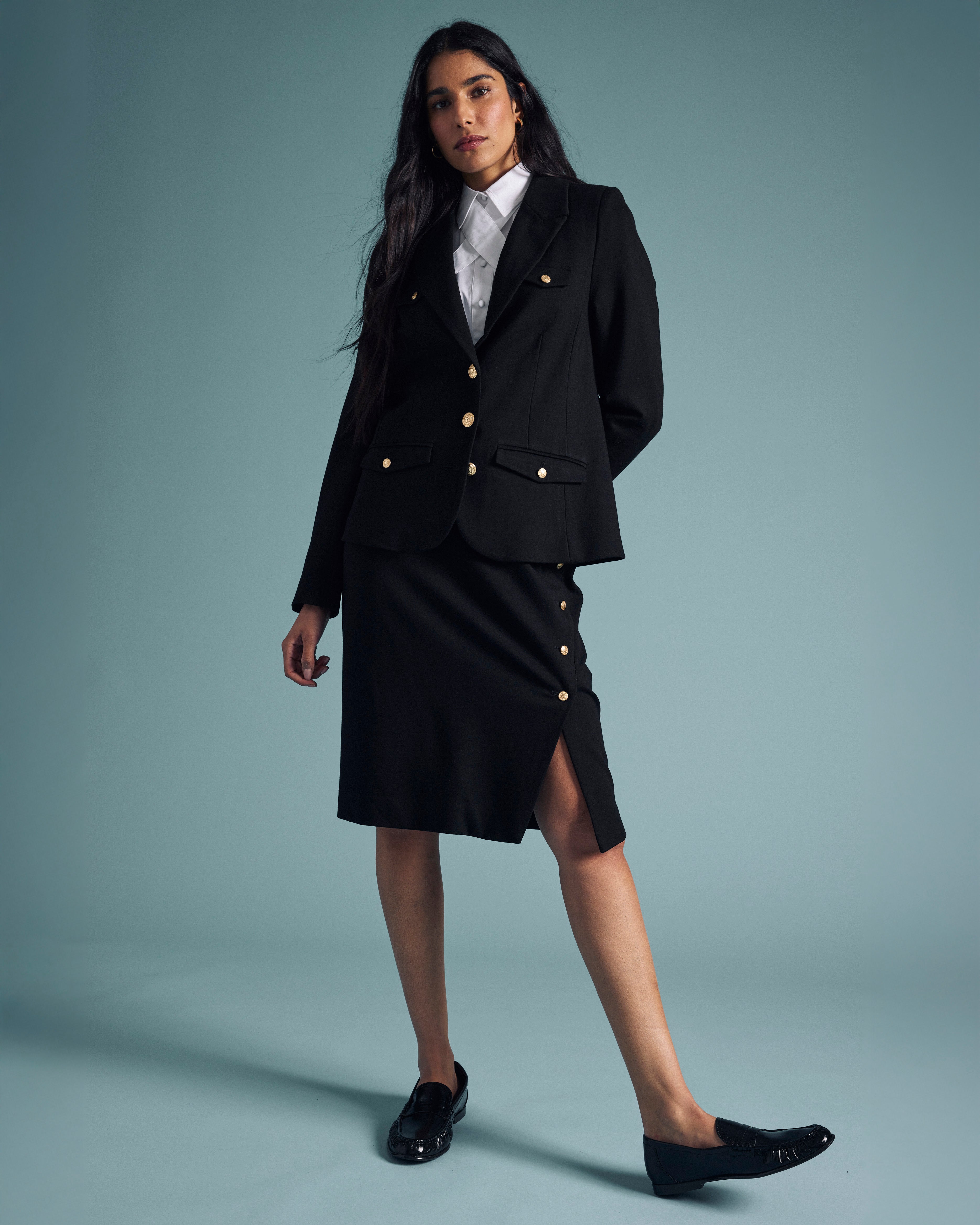 4 Pocket Ponte Blazer - Black with Gold Buttons