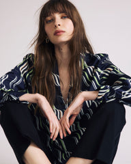 Beatrice Soft Satin Long Sleeve Top - Paddington Ribbon Print