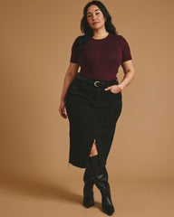 Cloud Rib Short Sleeve Crew Neck Tee - Black Cherry