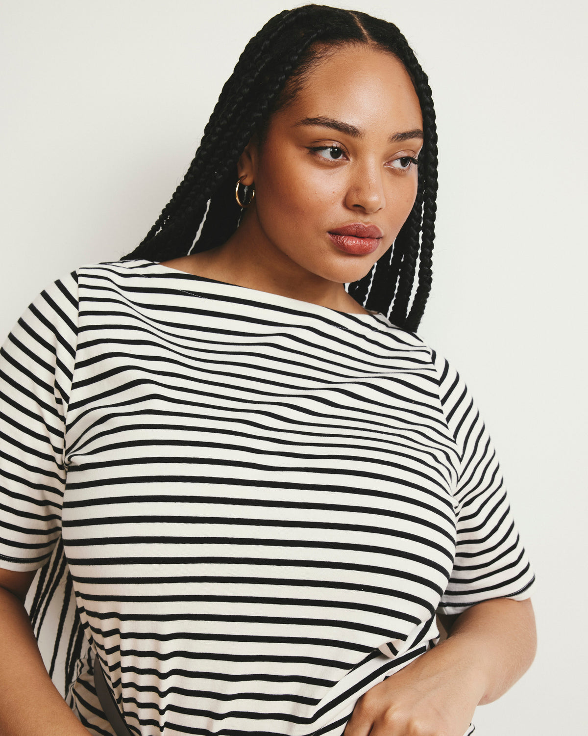 Belle Breton Stripe Jersey Dress - Ecru/Black Stripe