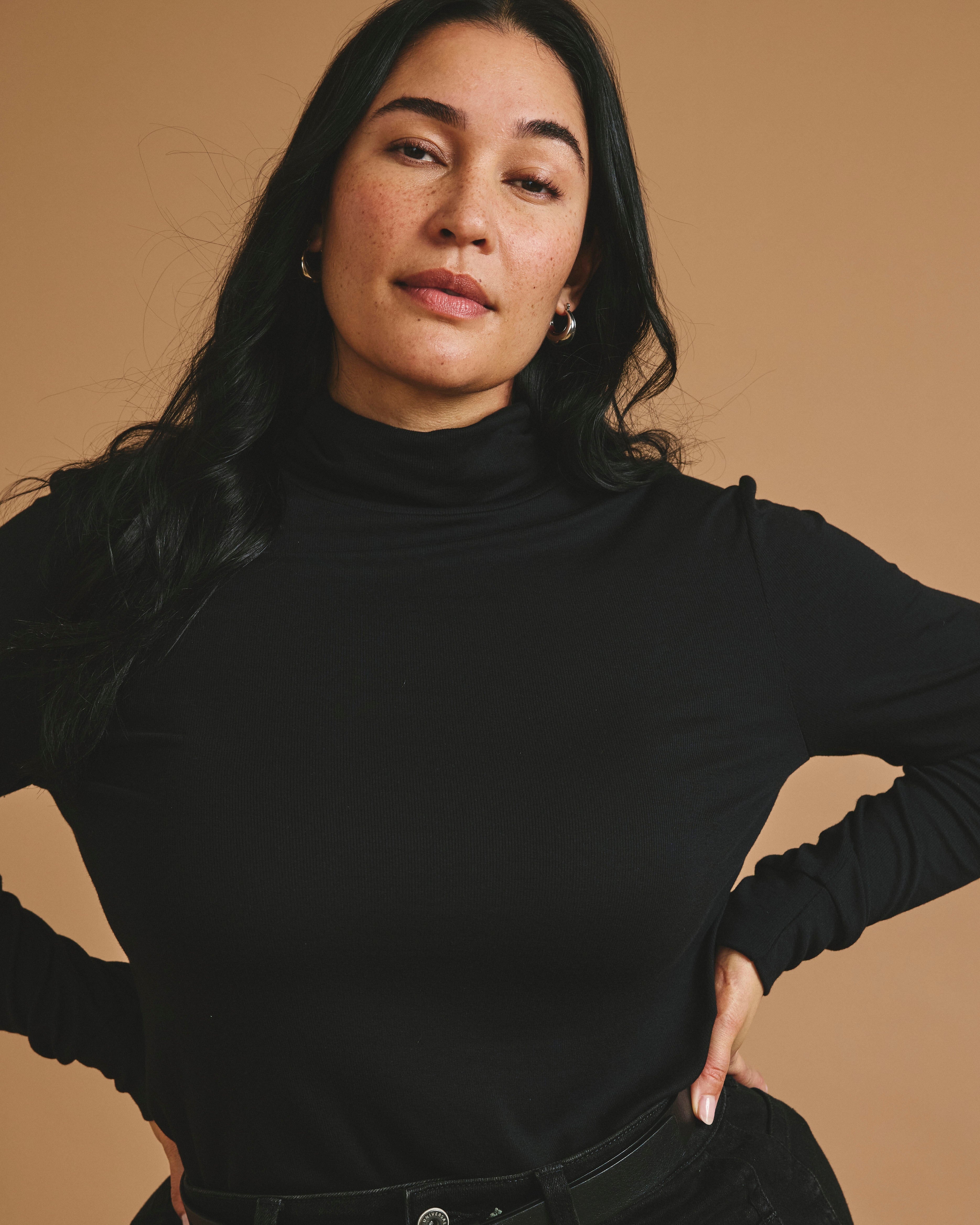 Cloud Rib Turtleneck - Black