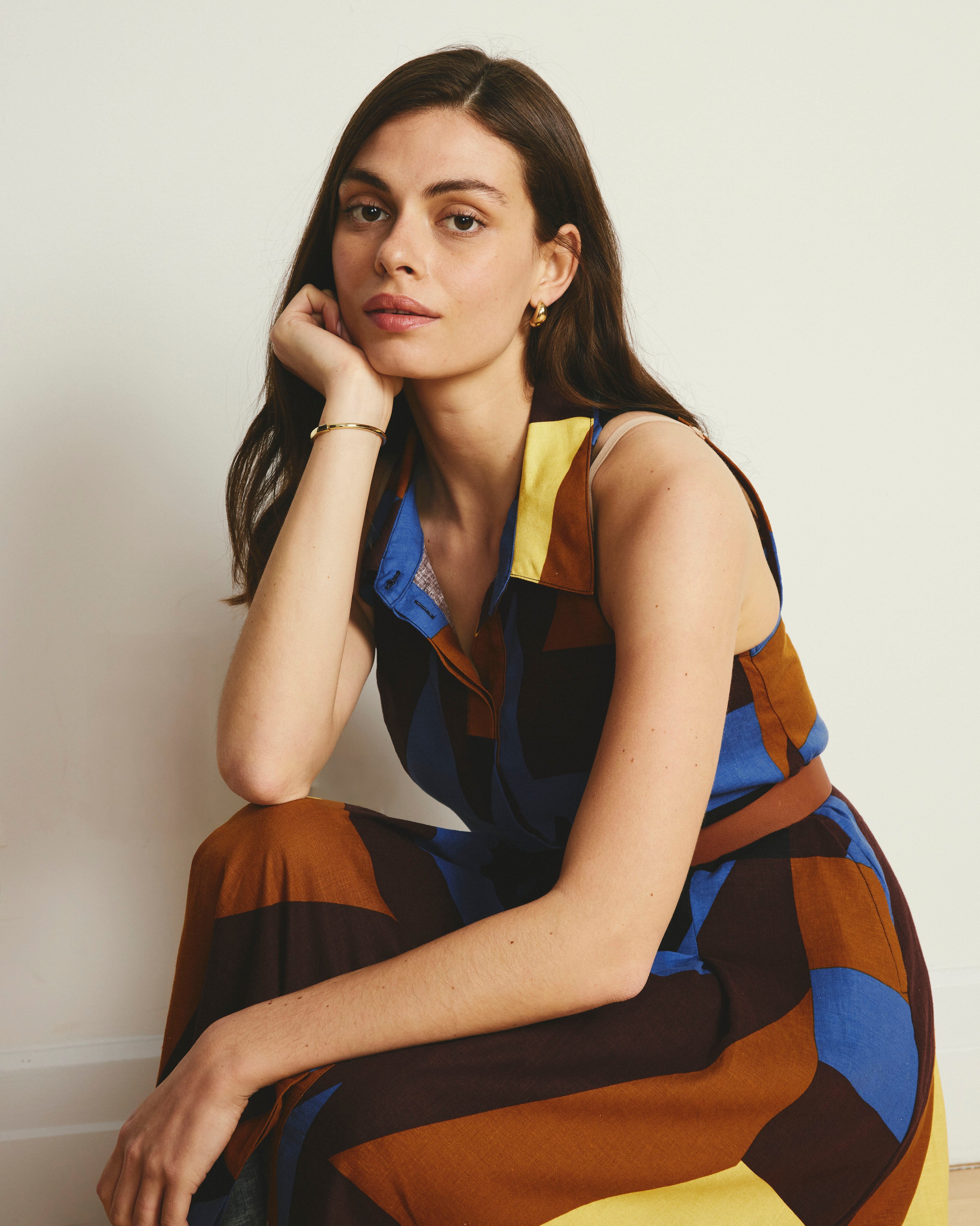 Adelaide Linen Blend Shirtdress - Beach Ombra Print