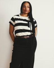 Breton Stripe Garcon Tee - Ecru/Black Rugby Stripe