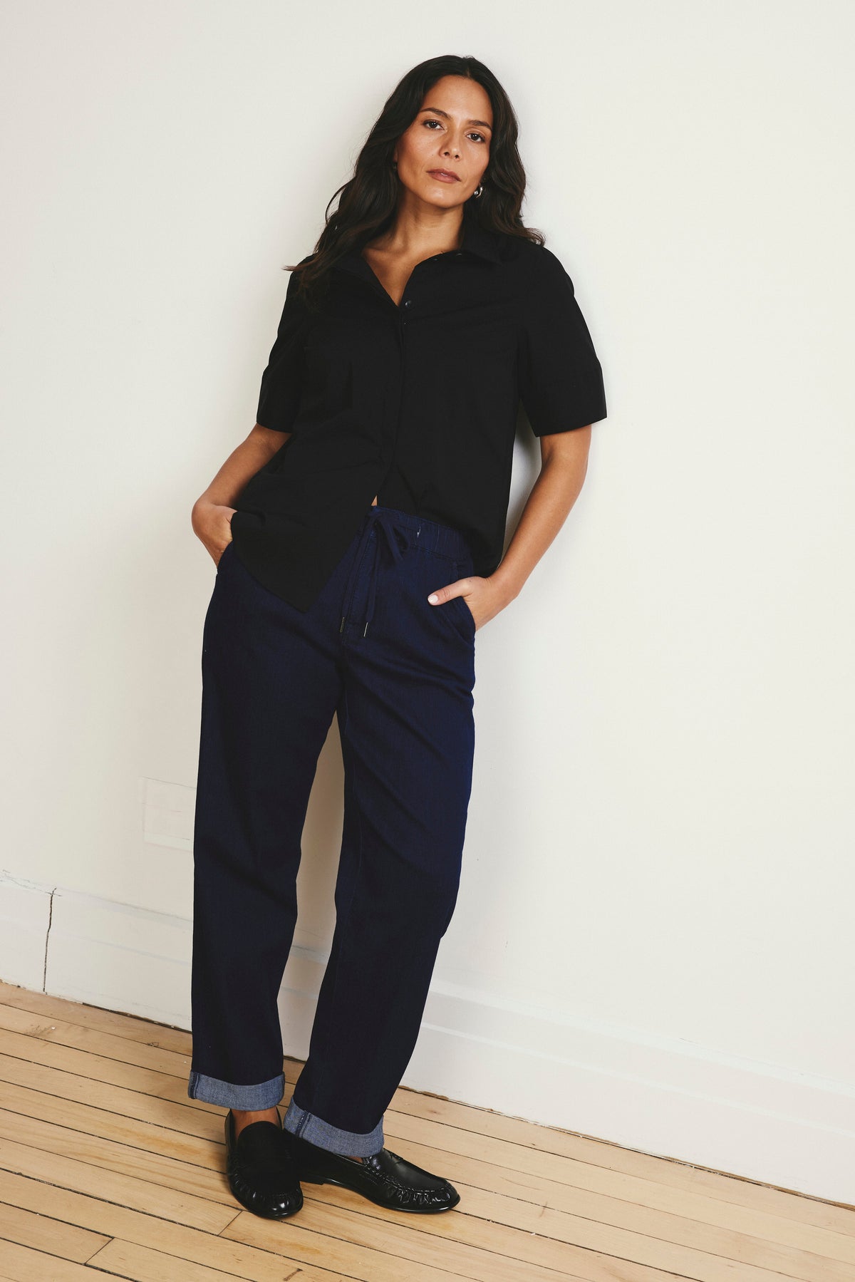 ComfortDenim Drawstring Jeans - Dark Indigo