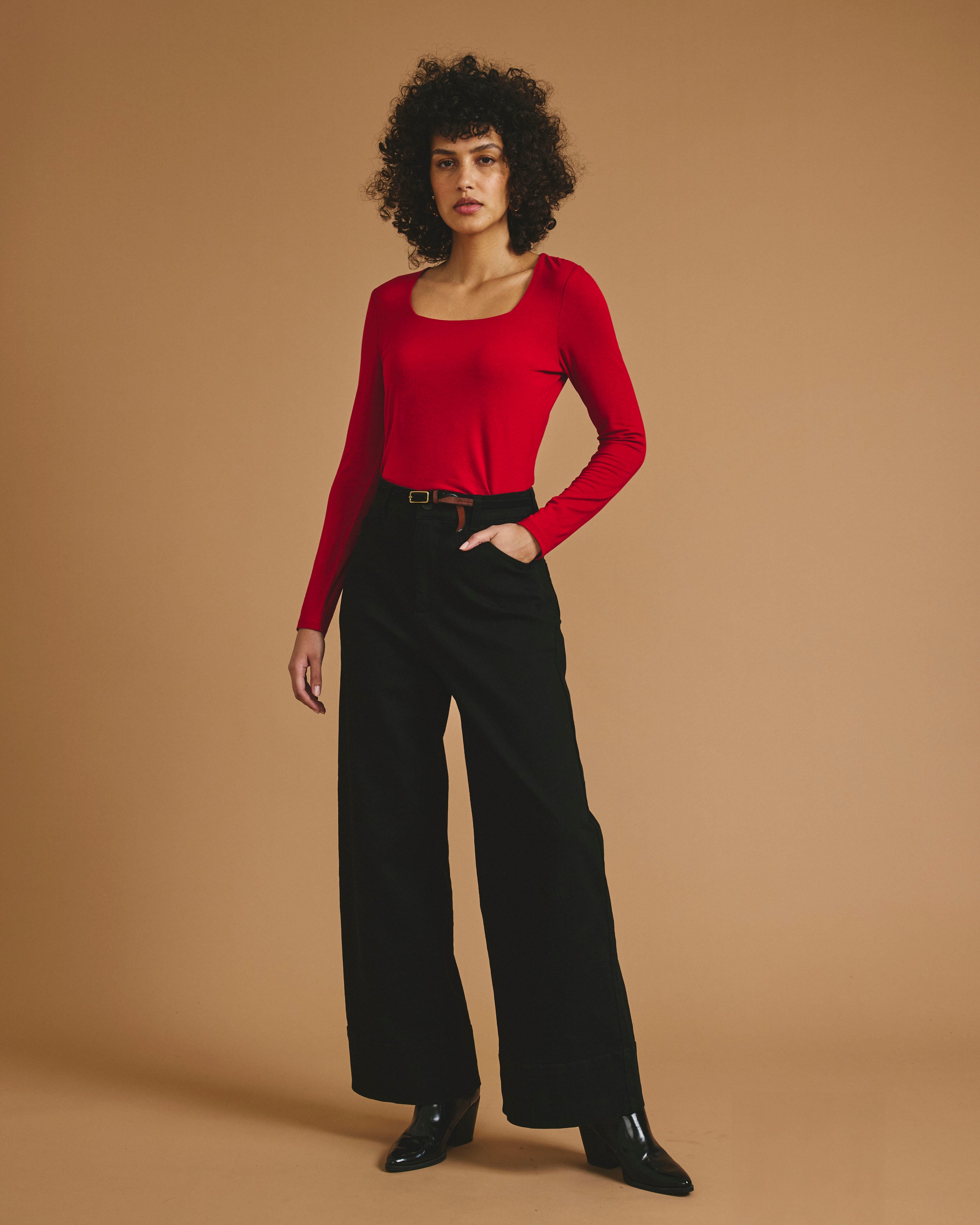 Agatha Liquid Jersey Top - New York Red