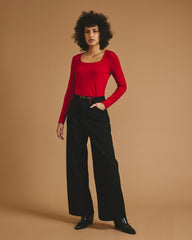 Agatha Liquid Jersey Top - New York Red