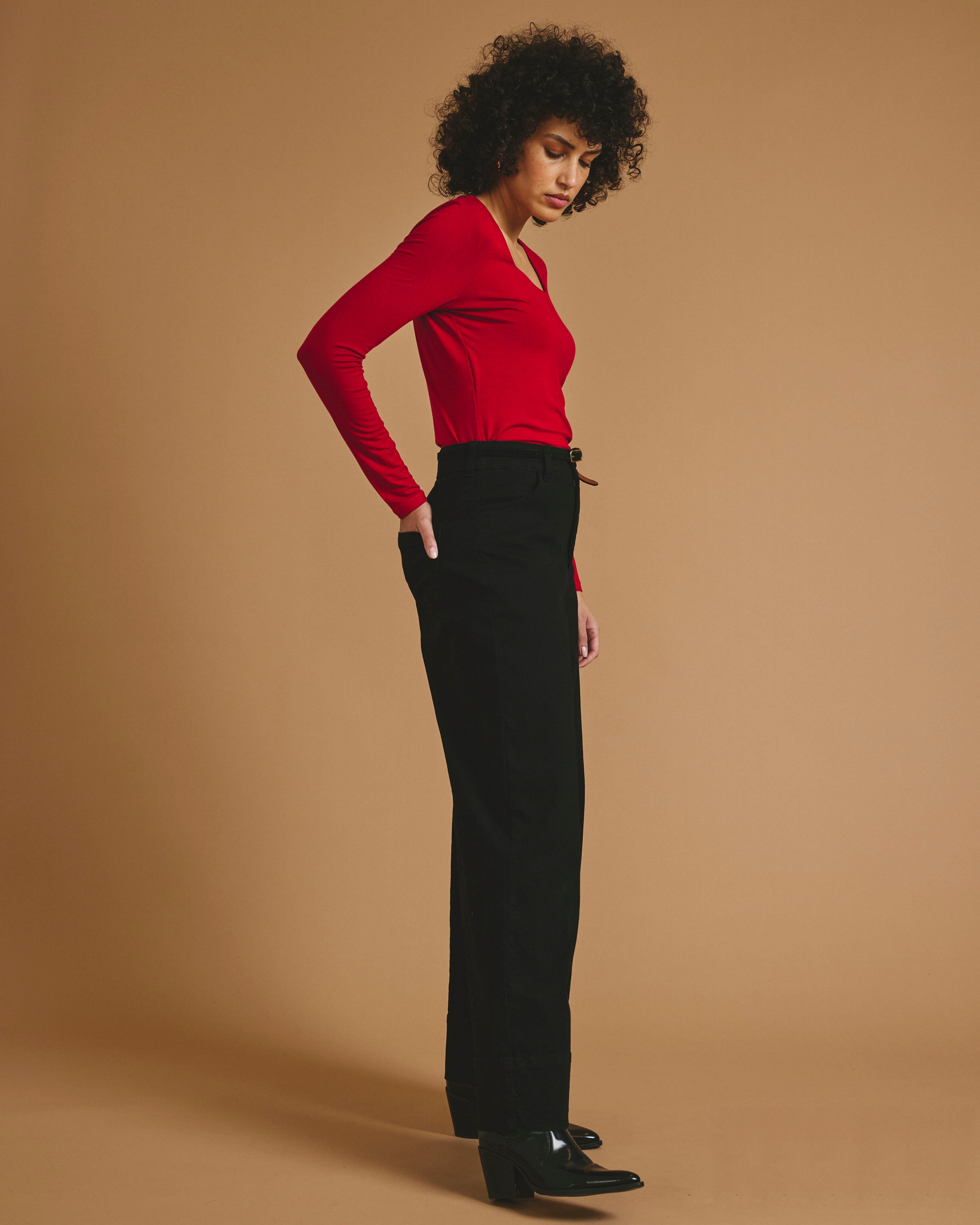 Agatha Liquid Jersey Top - New York Red
