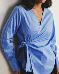 Beacon Stretch Poplin Wrap Shirt - Soft Blue