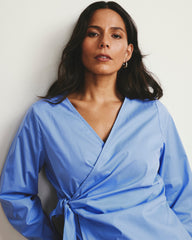Beacon Stretch Poplin Wrap Shirt - Soft Blue