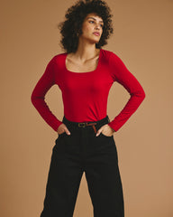 Agatha Liquid Jersey Top - New York Red