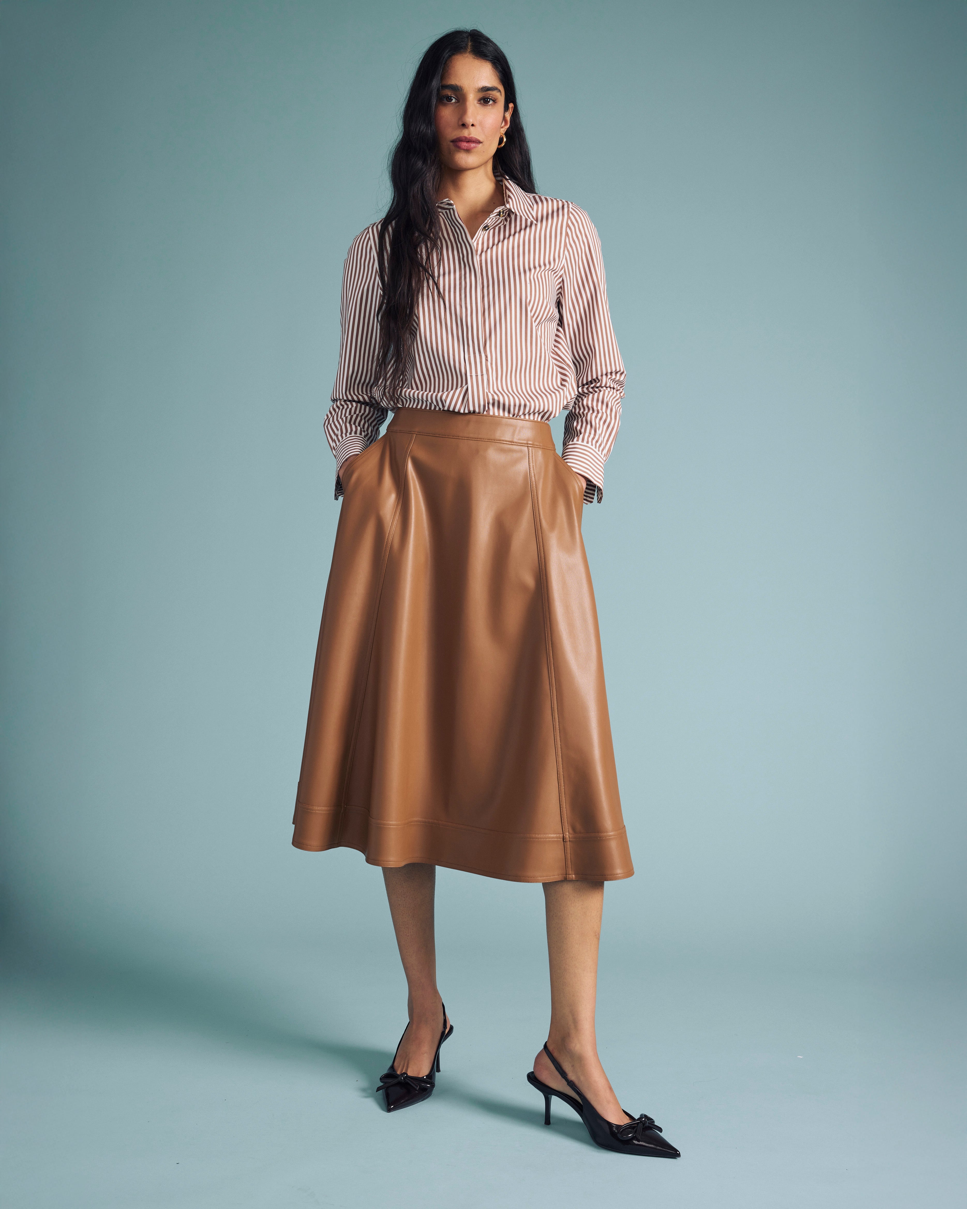 Charlotte Faux Leather Skirt - Classic Camel