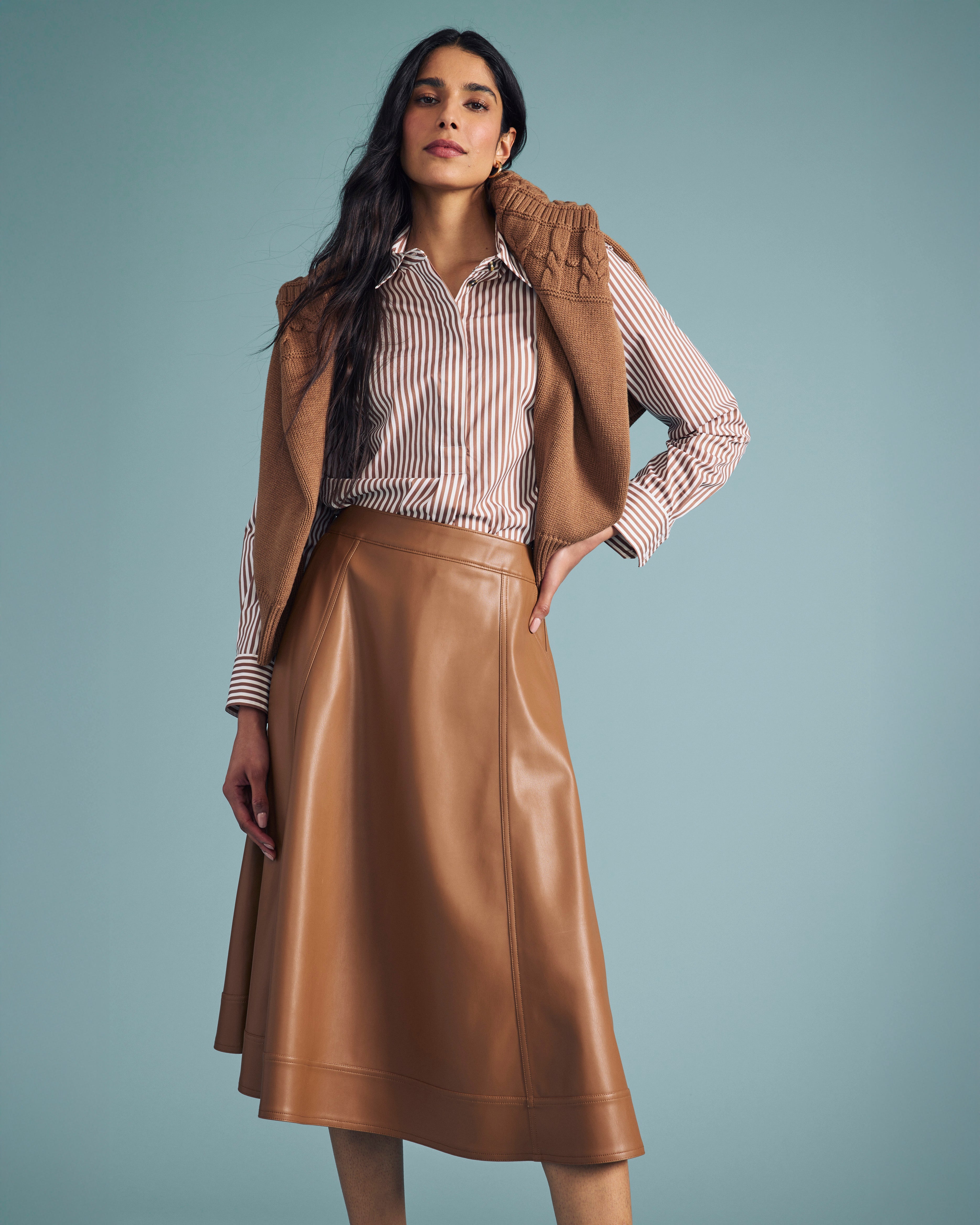 Charlotte Faux Leather Skirt - Classic Camel