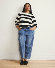 Belle Breton Stripe Jersey Tee - Ecru/Black Rugby Stripe