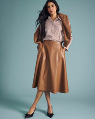 Charlotte Faux Leather Skirt - Classic Camel