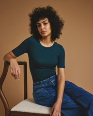 Cloud Rib Short Sleeve Crew Neck Tee - Deep Sea