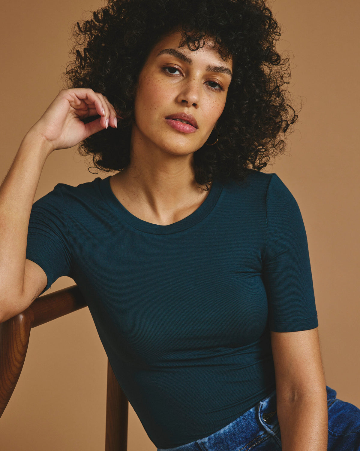 Cloud Rib Short Sleeve Crew Neck Tee - Deep Sea
