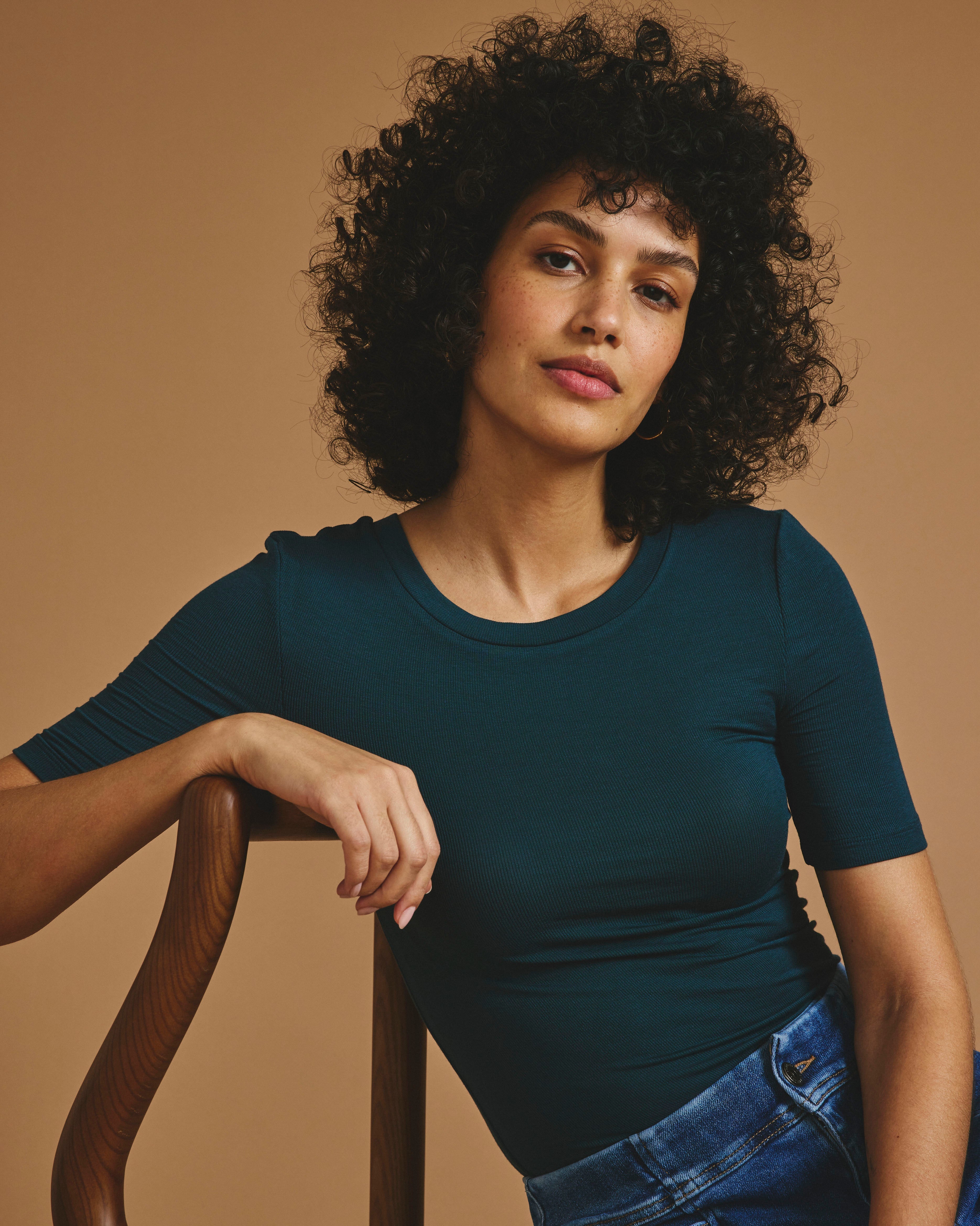 Cloud Rib Short Sleeve Crew Neck Tee - Deep Sea