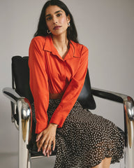 Cooling Stretch Cupro Oversized Artist Shirt - Orange Flame