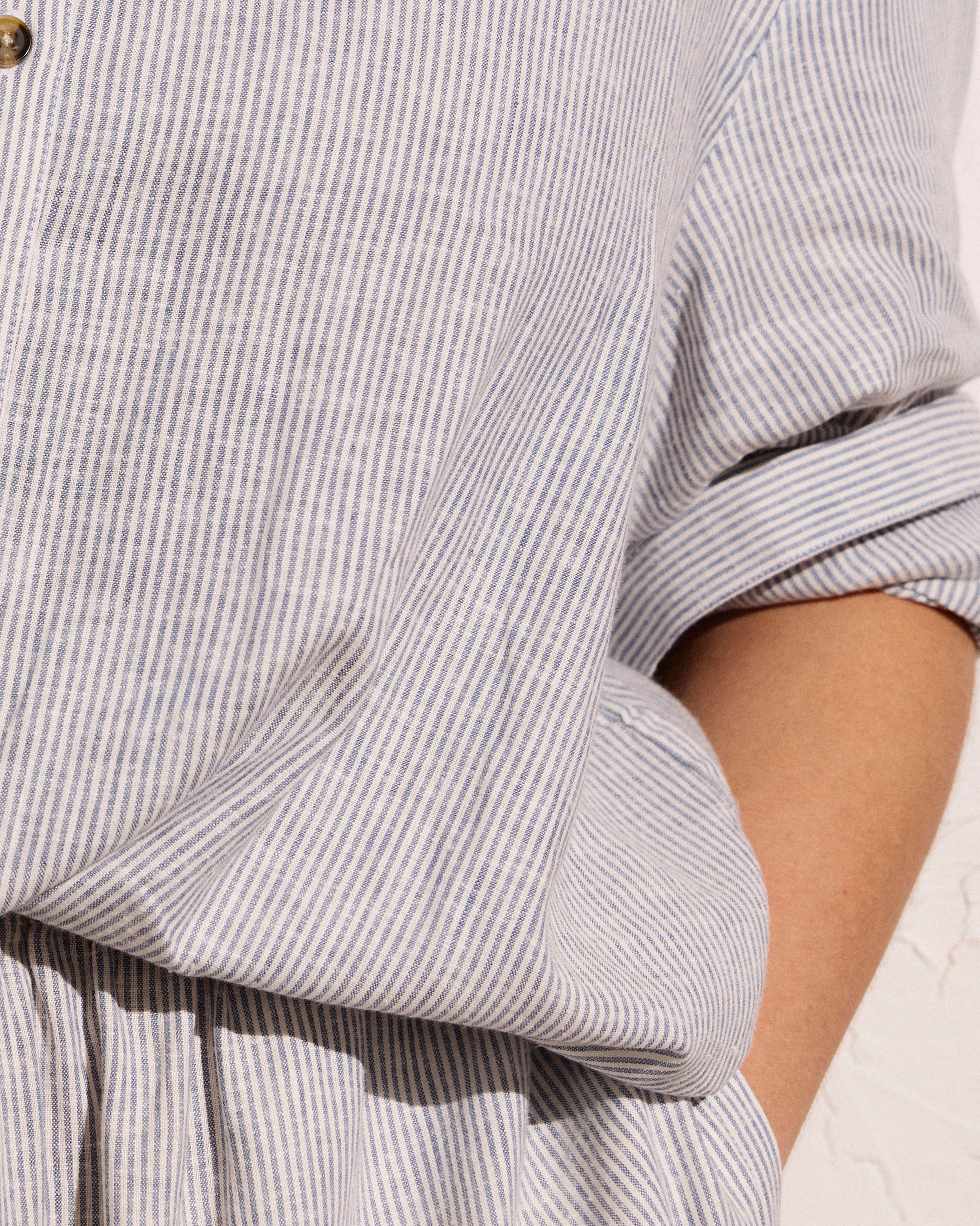 Alix Linen Blend Shirtdress - Beach Stripe