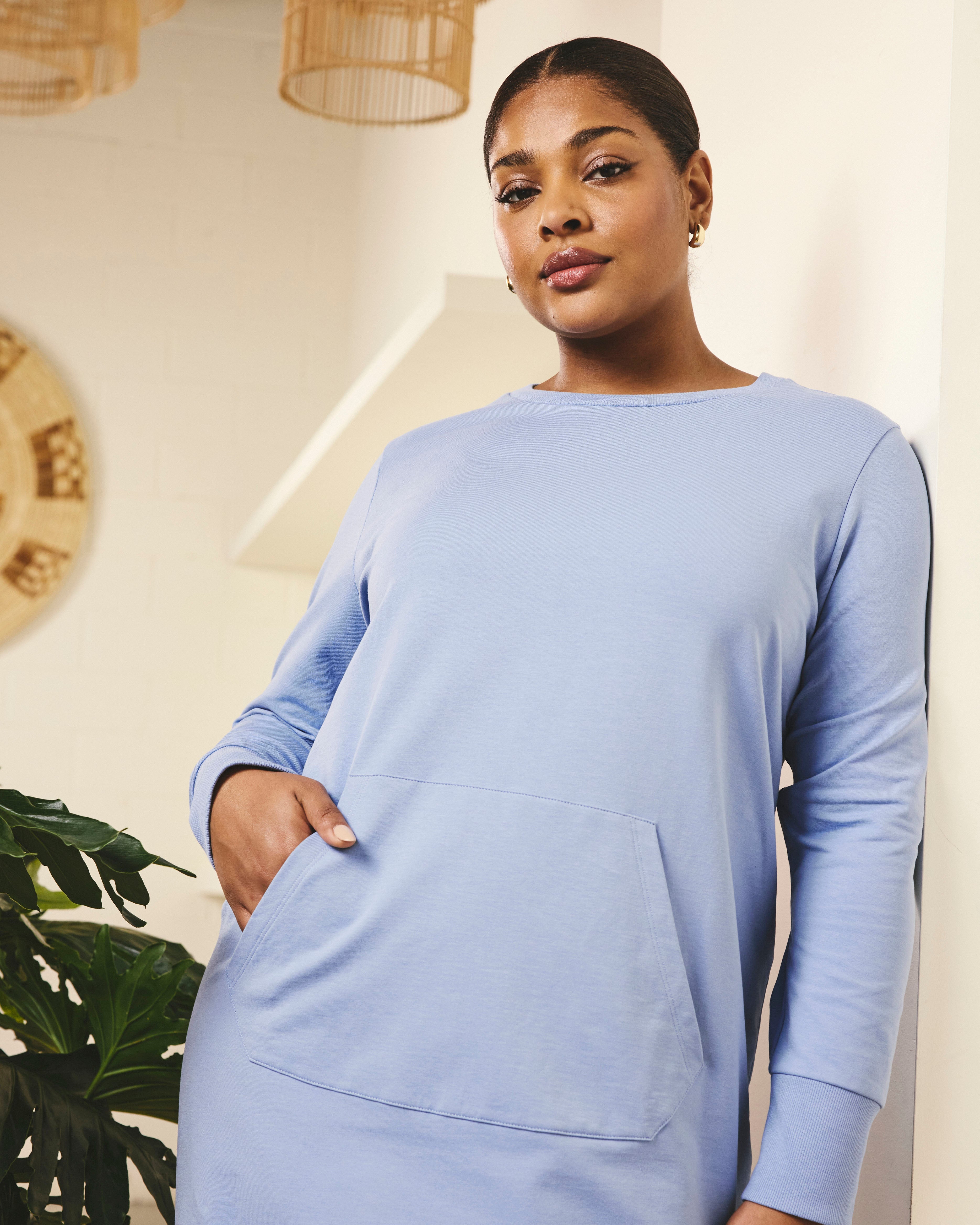 Bree Sweatshirt Dress - Graceful Blue