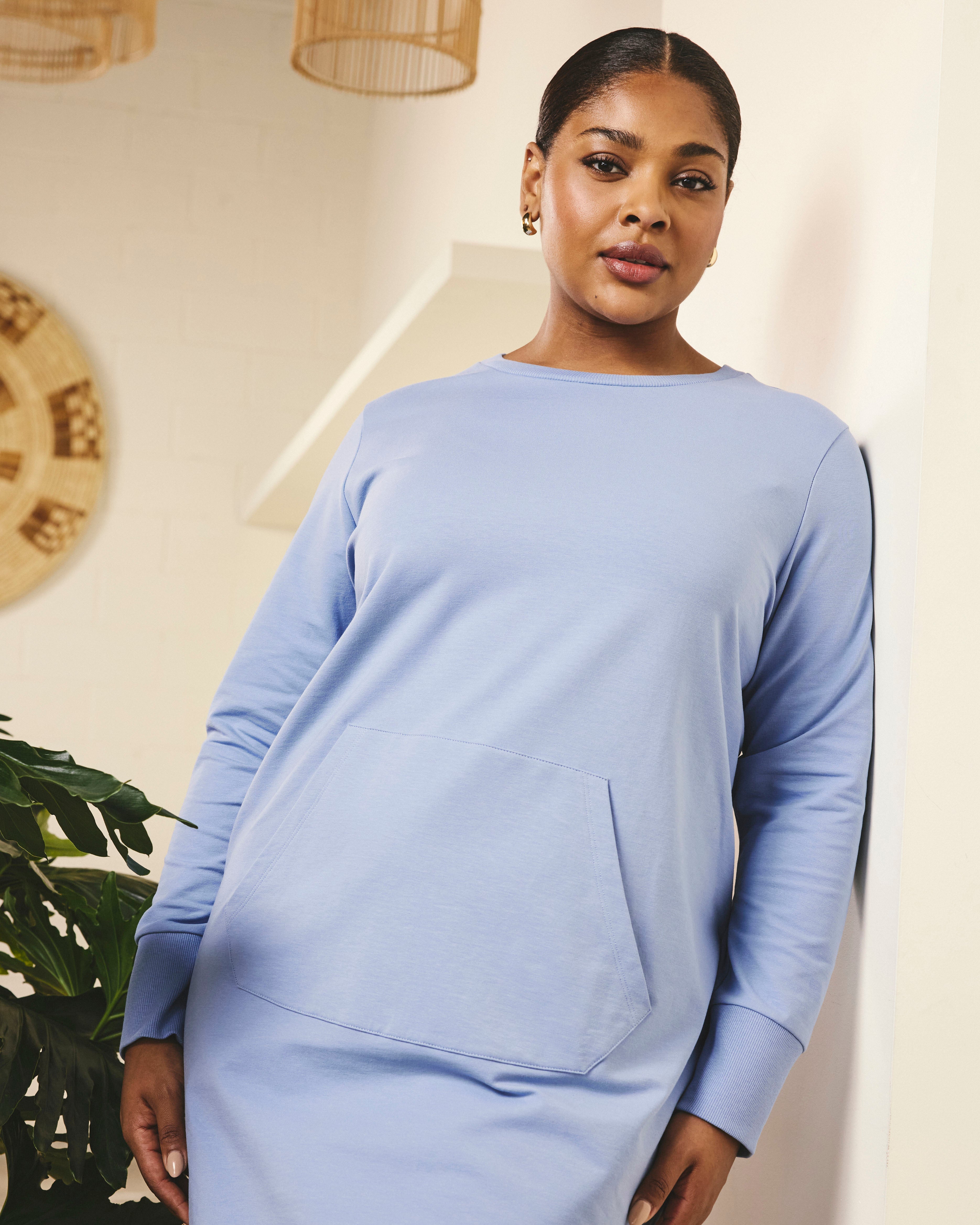Bree Sweatshirt Dress - Graceful Blue